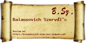 Balassovich Szervác névjegykártya